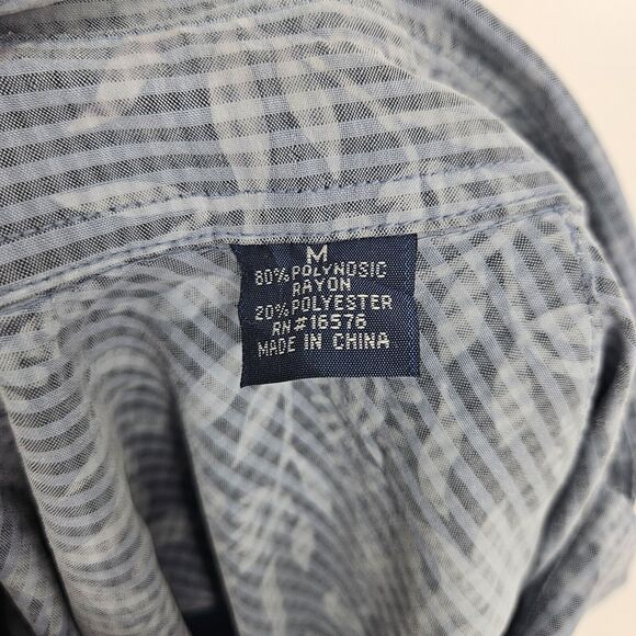 Hobie Shirt Mens Medium Blue Floral Striped Button Up Polynosic Rayon Vintage M‎ - Picture 11 of 12
